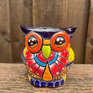 Colorful Talavera Owl Planter.